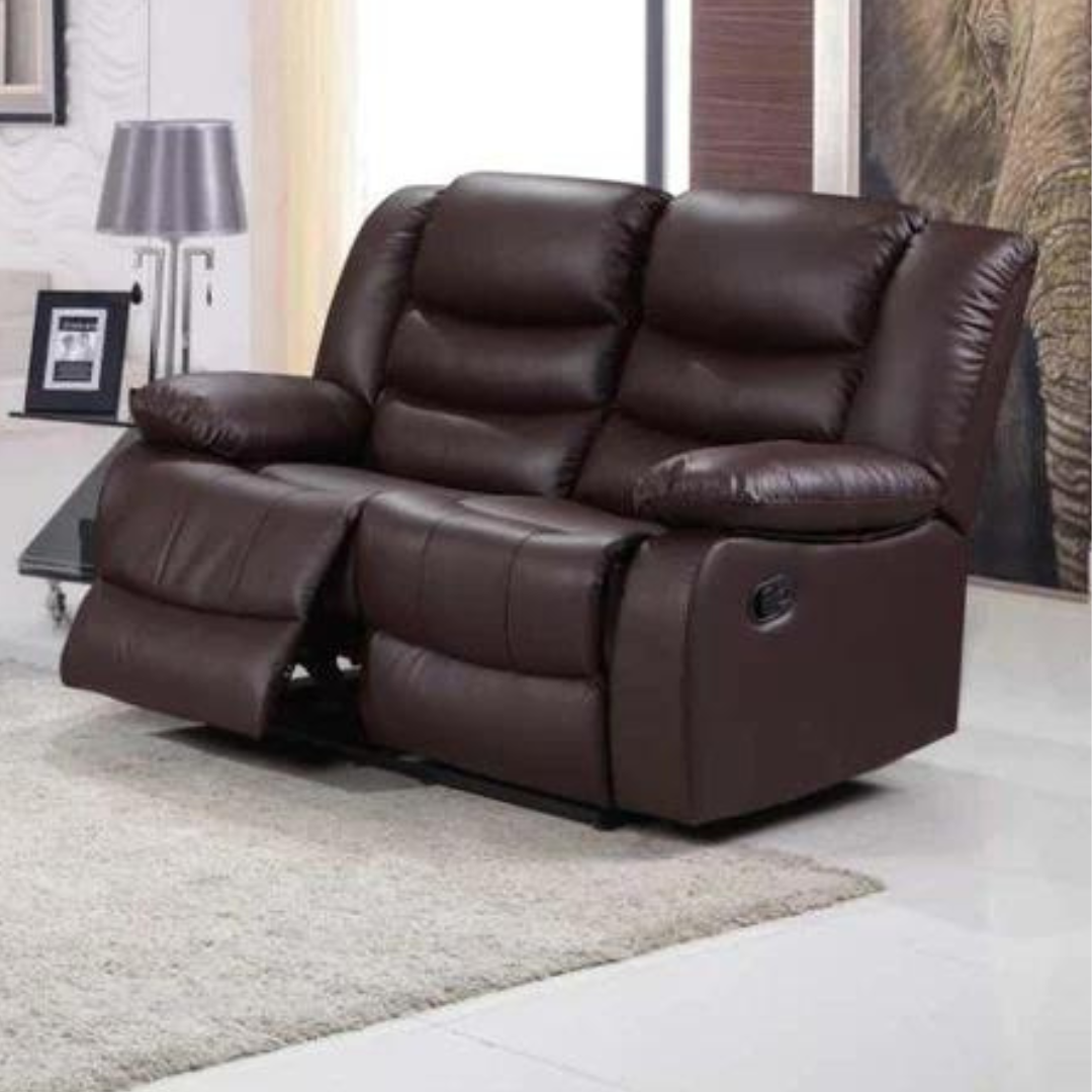 Roman Leather Recliner Sofa Set In Black, Grey And Brown