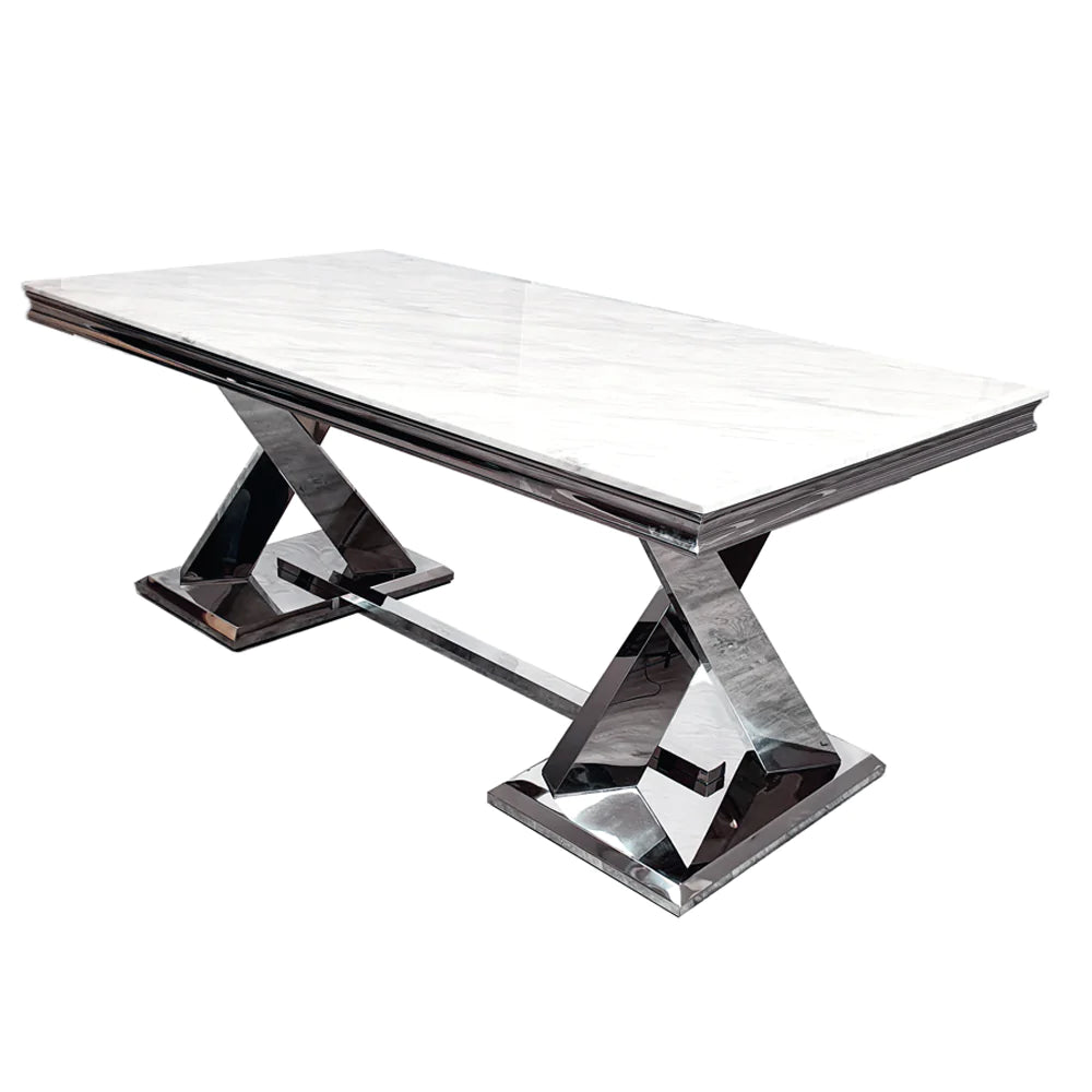 Xavia 1.8m Dining Table With Glass/Marble Tops