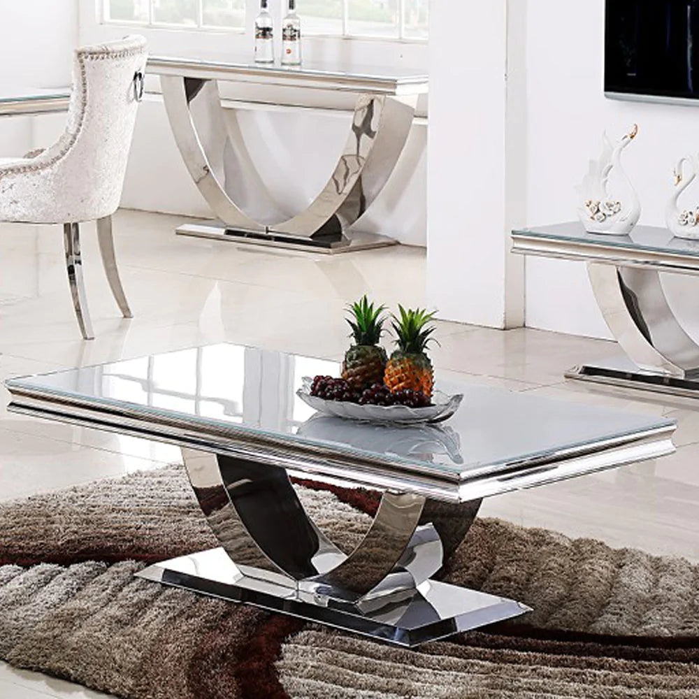 Arial Coffee Table With Glass/Marble Tops