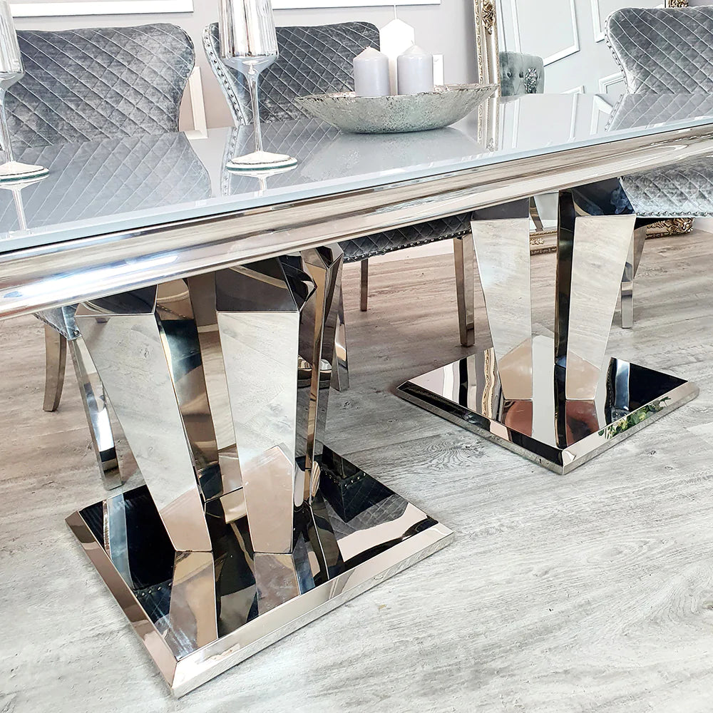 Athena 1.8m Dining Table With Glass/Marble Tops