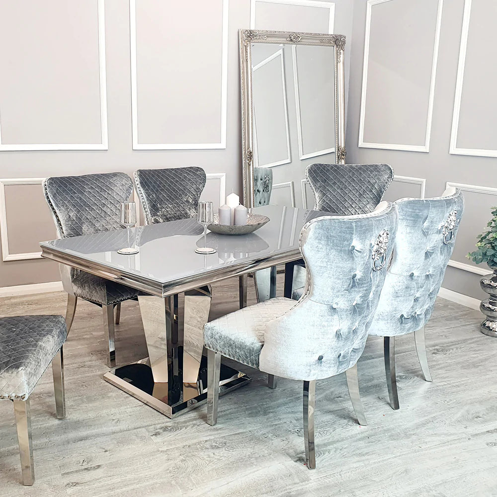 Athena 1.8m Dining Table With Glass/Marble Tops