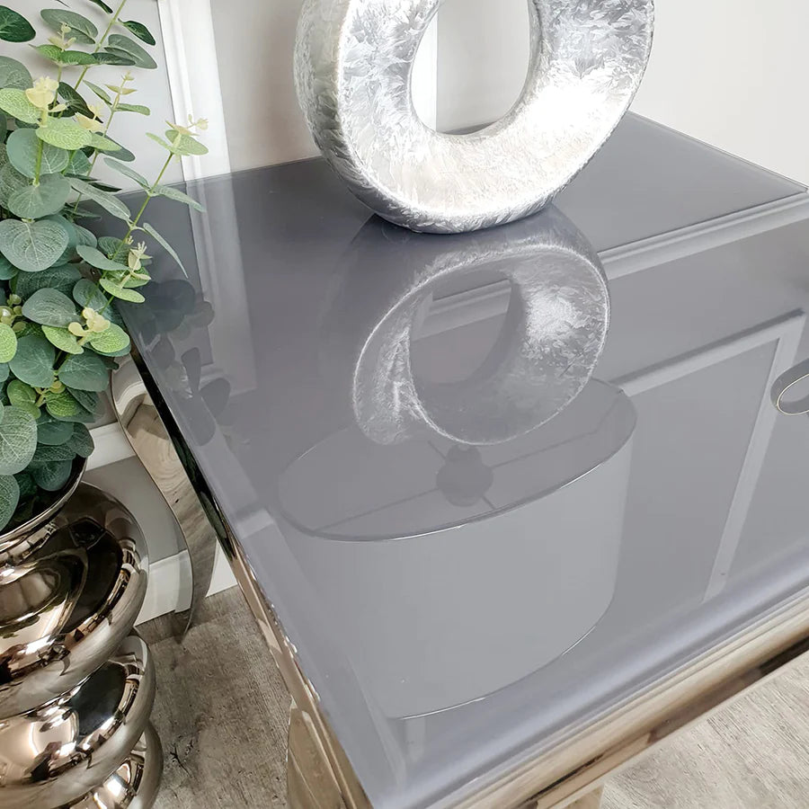 Louis Lamp/Side Table In Chrome Available In Marble And Glass