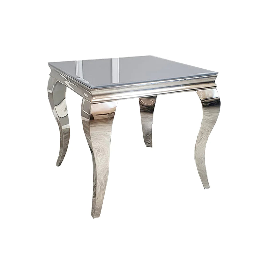 Louis Lamp/Side Table In Chrome Available In Marble And Glass