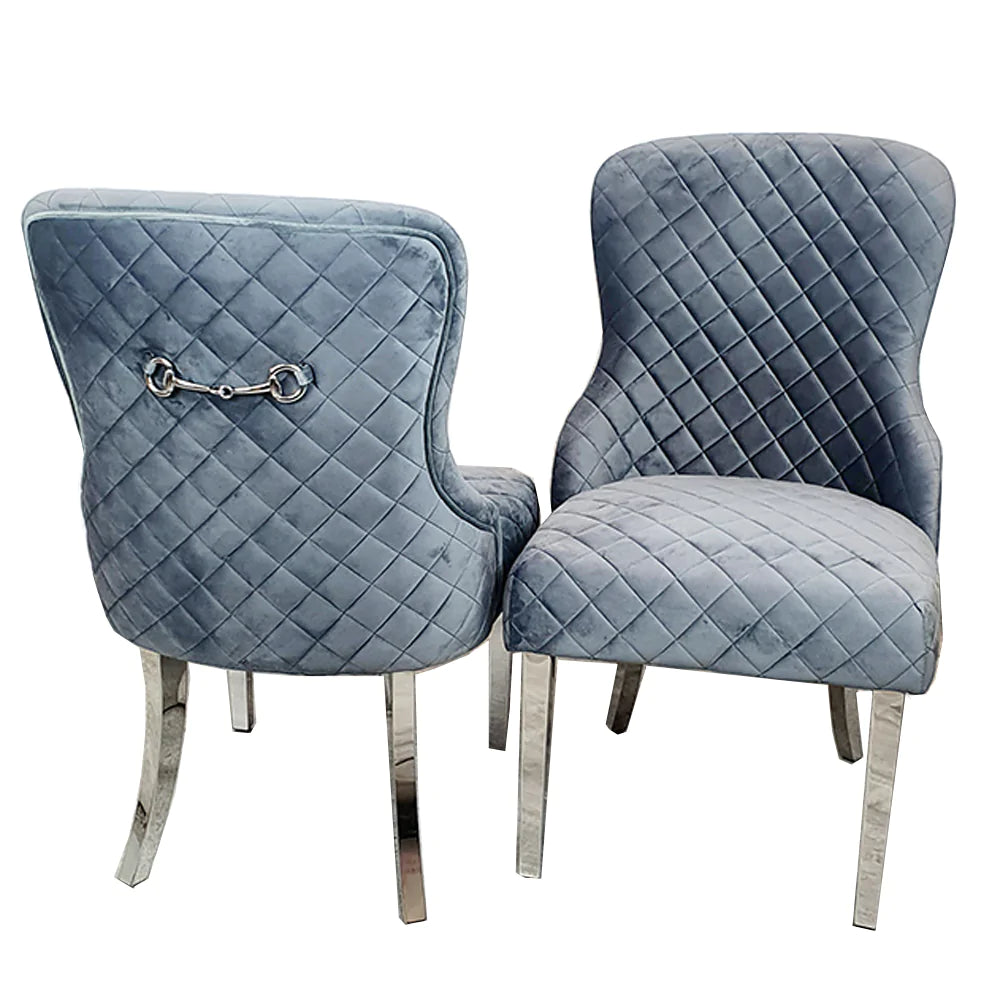 Kate Dining Chair With Chrome Clasp & Quilted Back