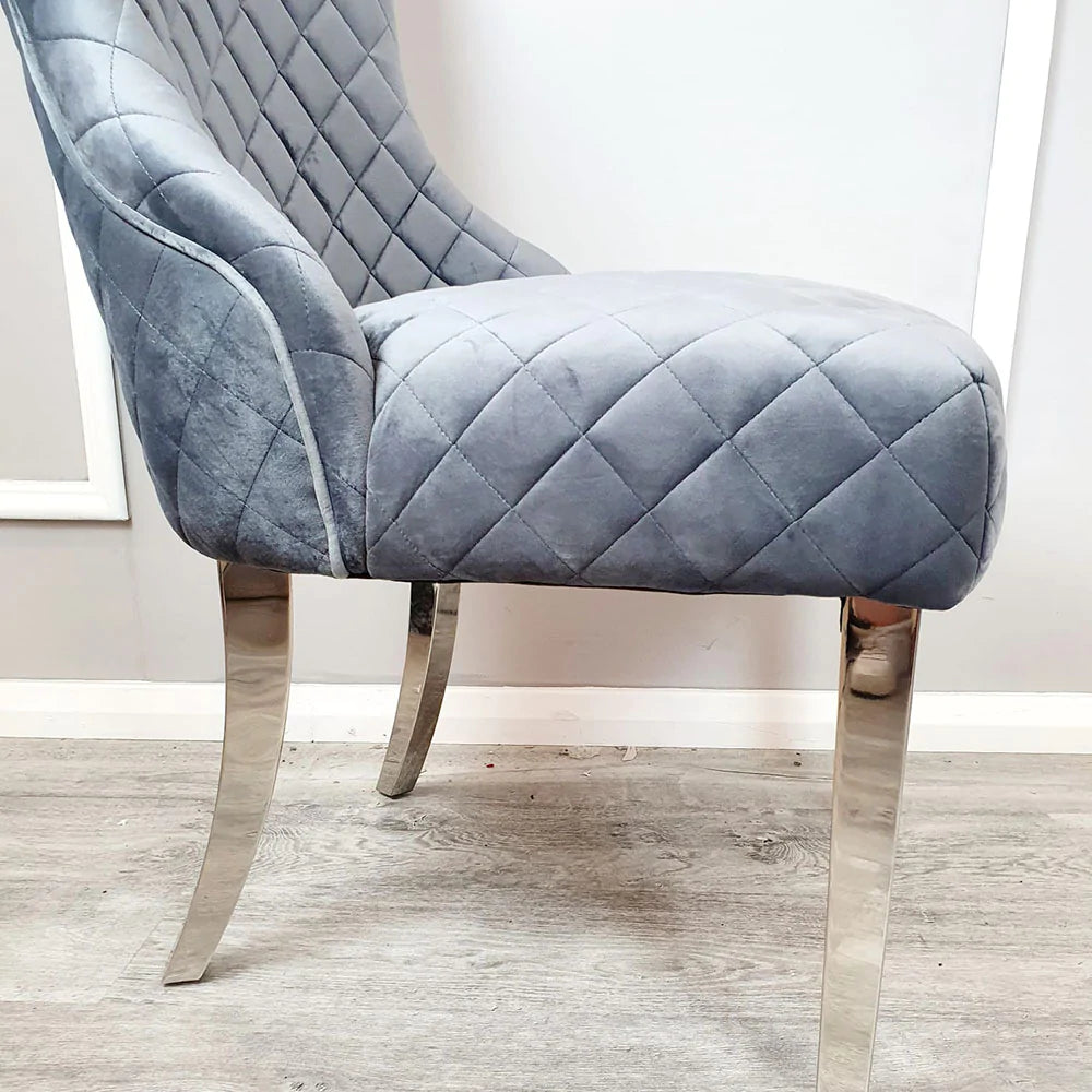 Kate Dining Chair With Chrome Clasp & Quilted Back