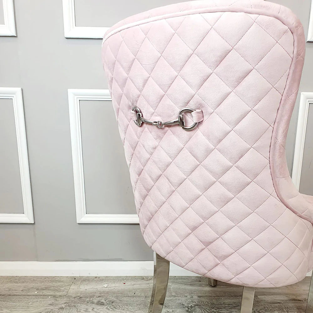 Kate Dining Chair With Chrome Clasp & Quilted Back