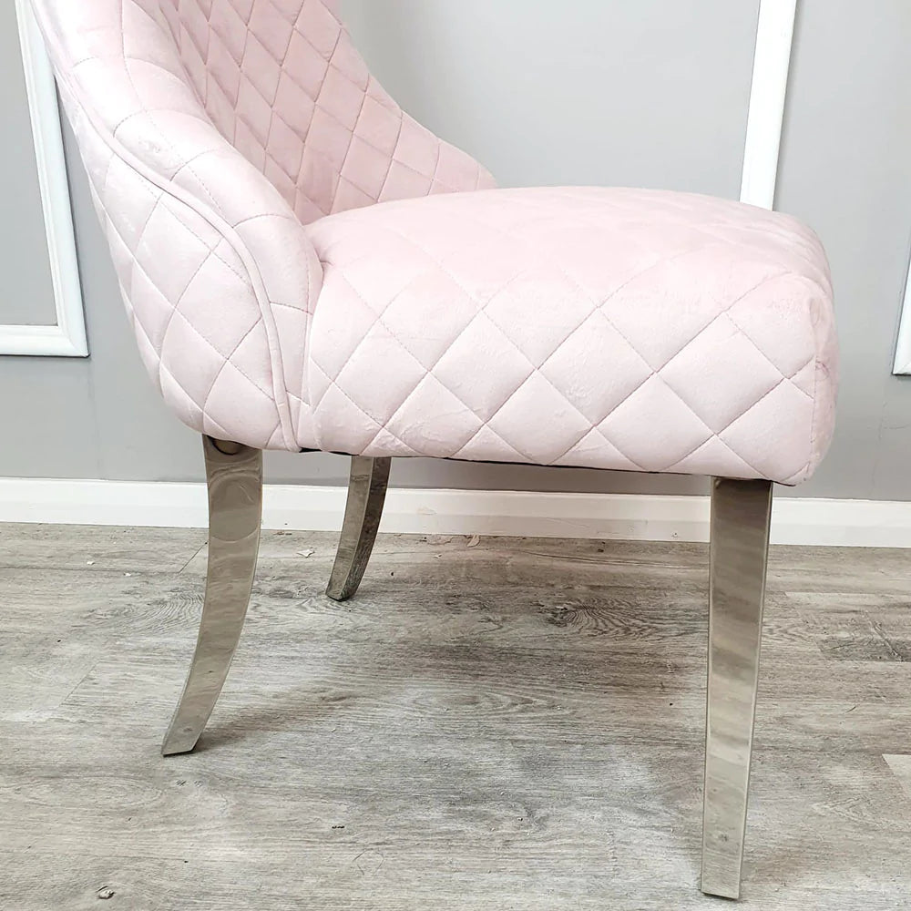 Kate Dining Chair With Chrome Clasp & Quilted Back