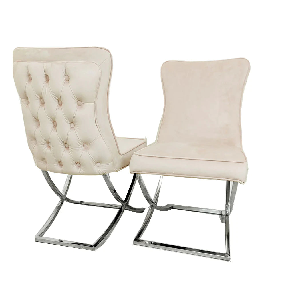 Sandhurst Dining Chairs With X Crossed Legs (Buttoned Back)