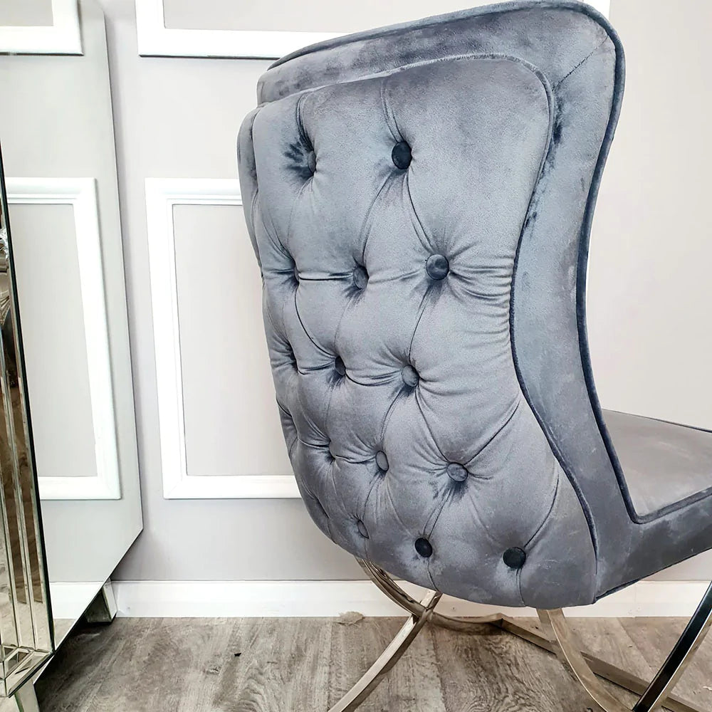 Sandhurst Dining Chairs With X Crossed Legs (Buttoned Back)