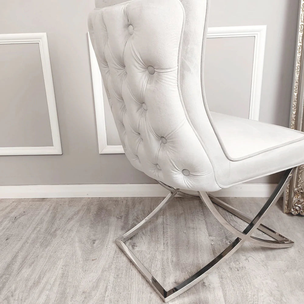 Sandhurst Dining Chairs With X Crossed Legs (Buttoned Back)